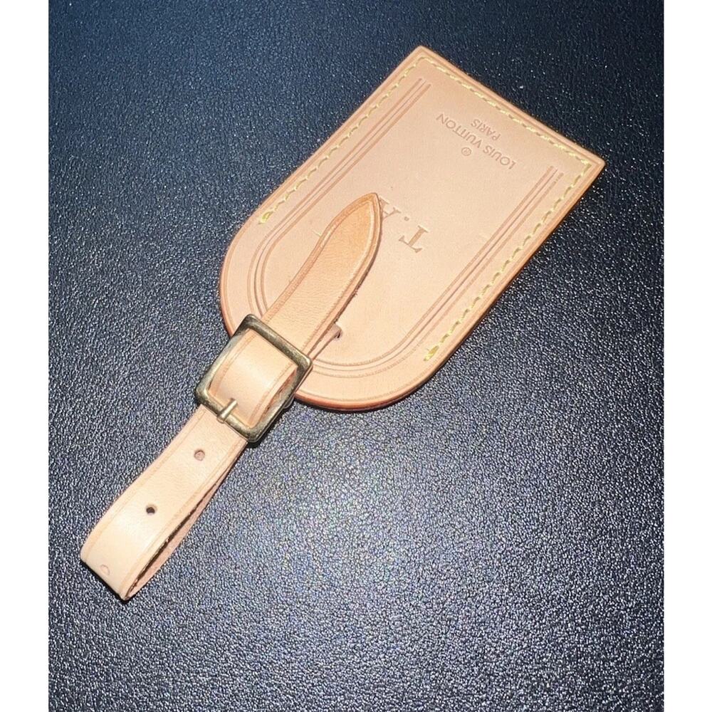 Louis Vuitton Paris Name Tag w/ TA Initials Goldtone - Beige Vachetta